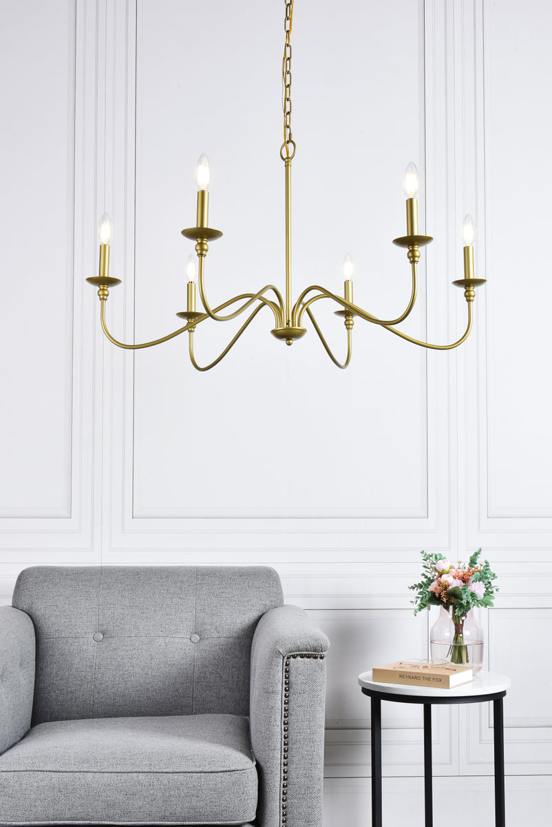 Rohan 6 lights brass chandelier