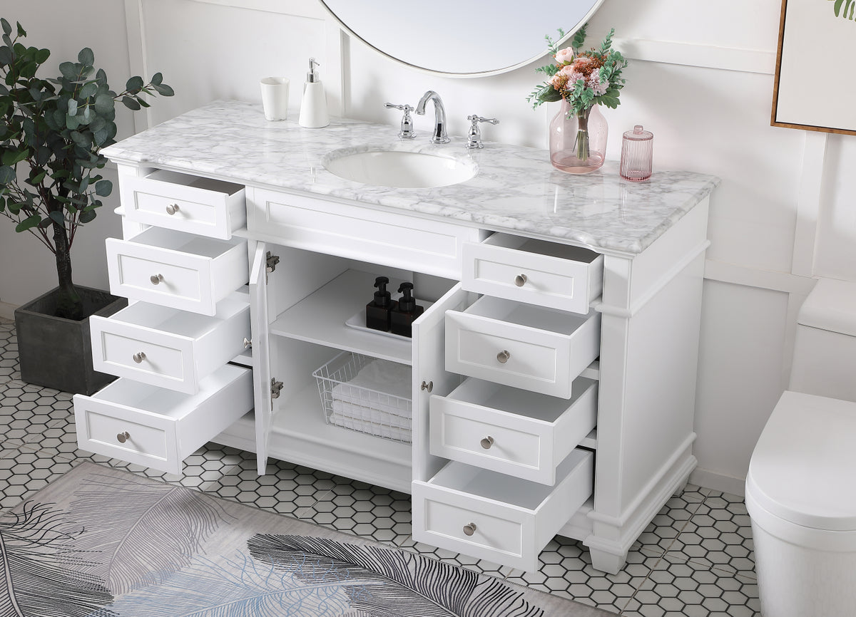 60 inch Single Bathroom Vanity set in White