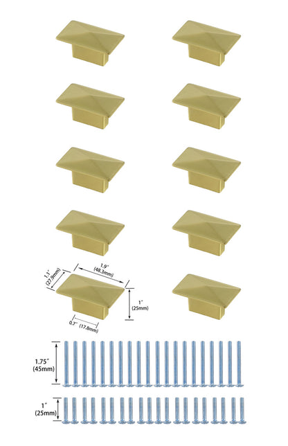 Perry 2" Brushed Gold Rectangle Knob Multipack (Set of 10)