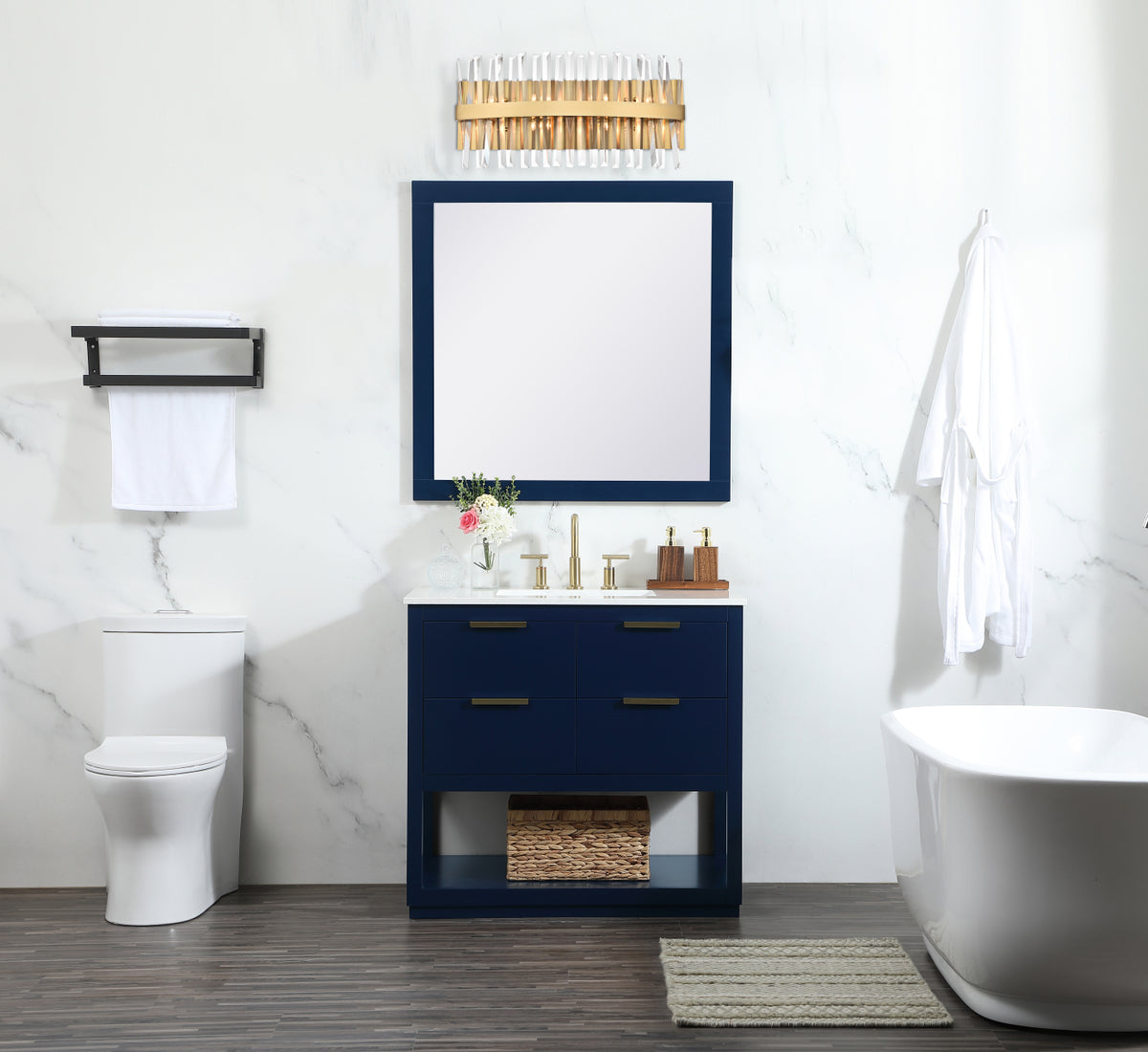 Serephina 24 inch crystal bath sconce in satin gold