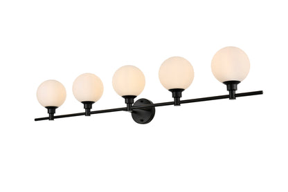 Cordelia 5 light Black and frosted white Bath Sconce