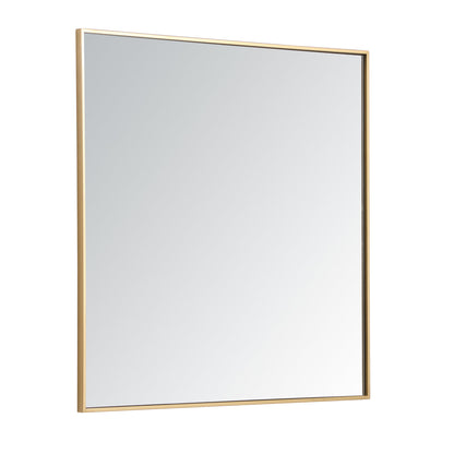 Metal frame square mirror 36 inch in Brass