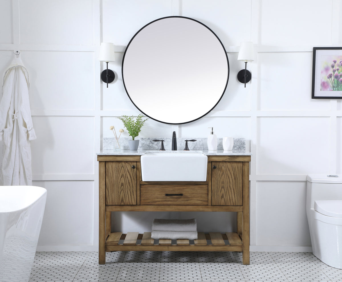48 inch Single bathroom vanity in driftwood with backsplash