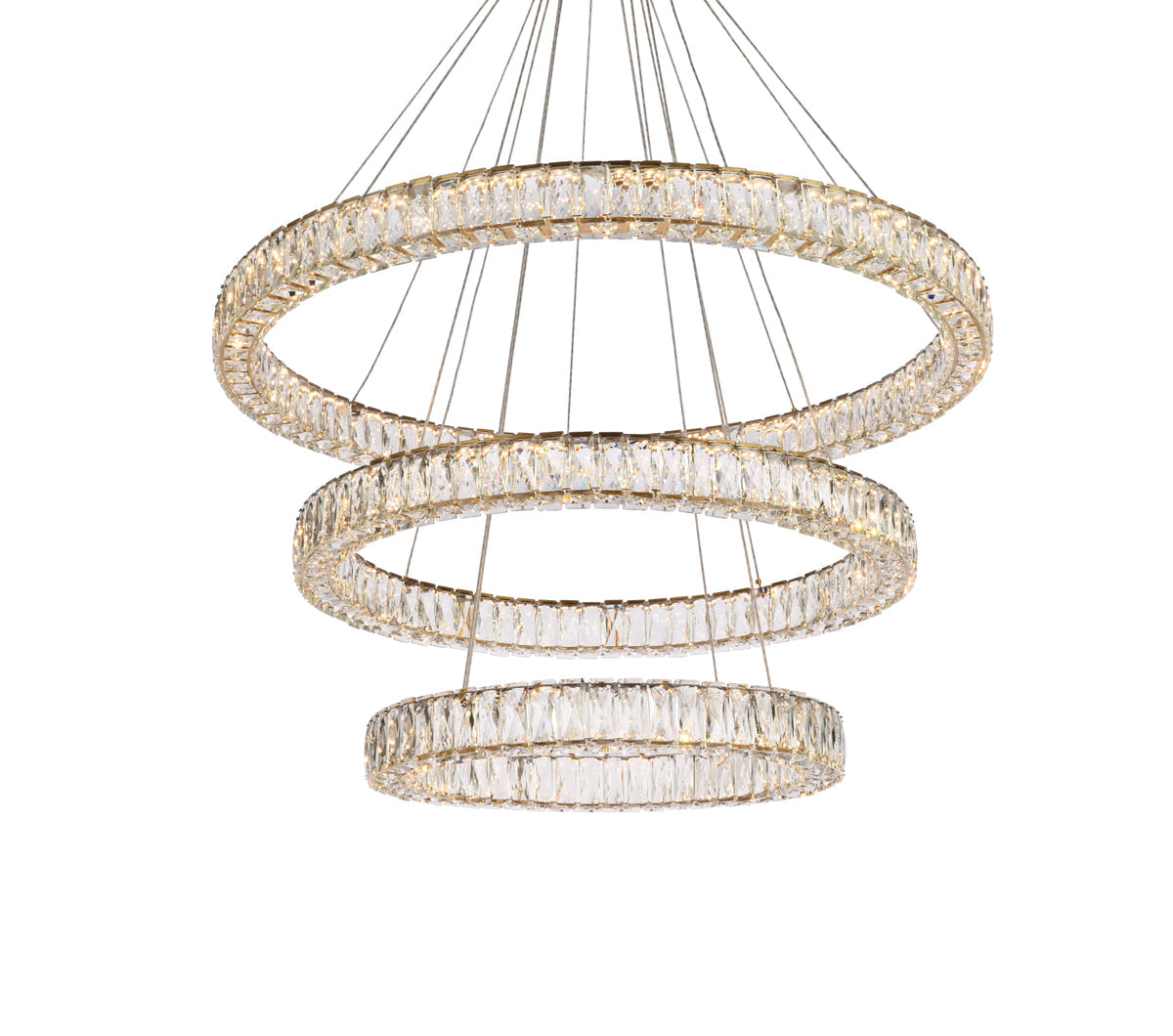 Monroe 41 inch LED triple ring chandelier in gold