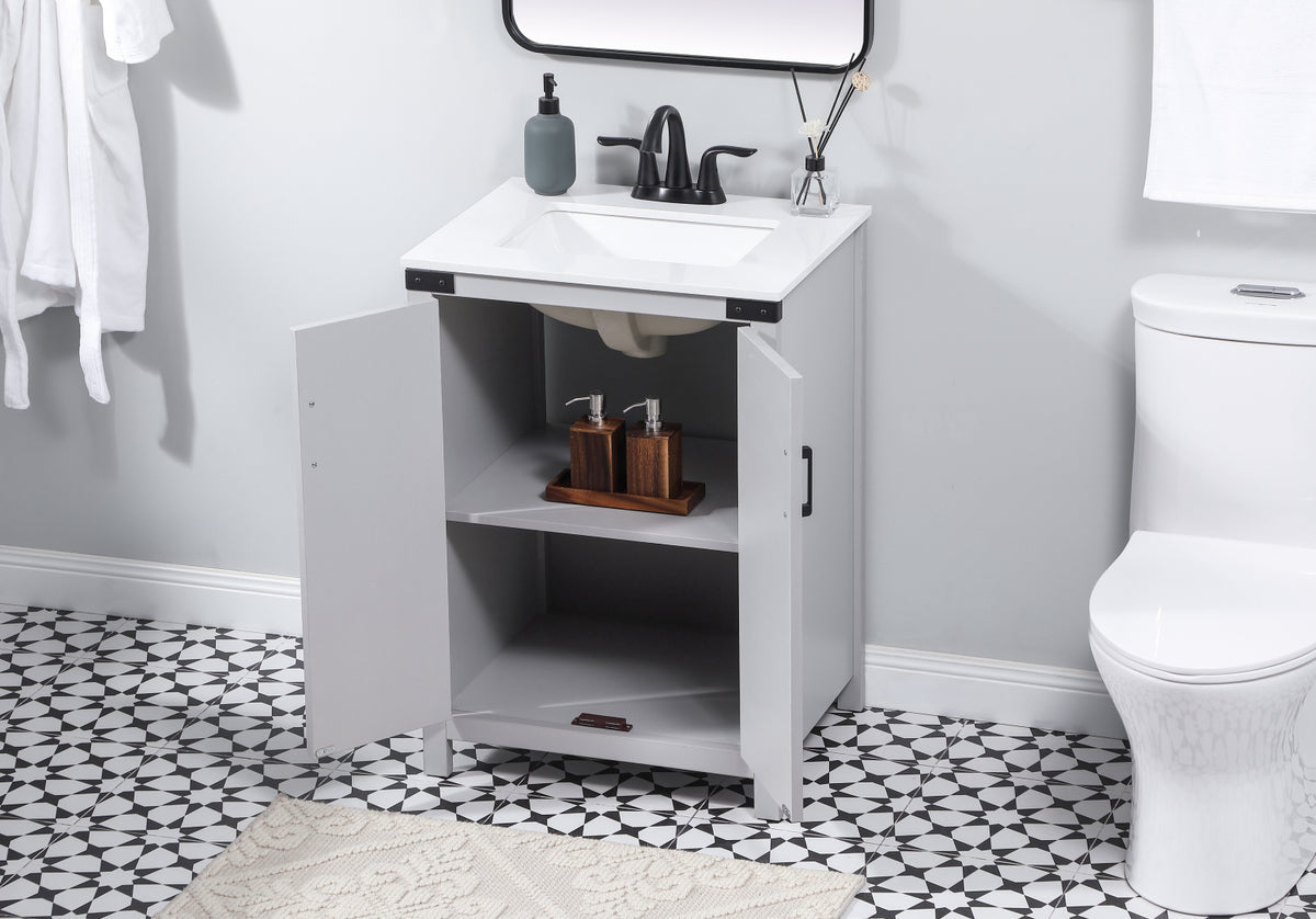 24 inch Single bathroom vanity in grey