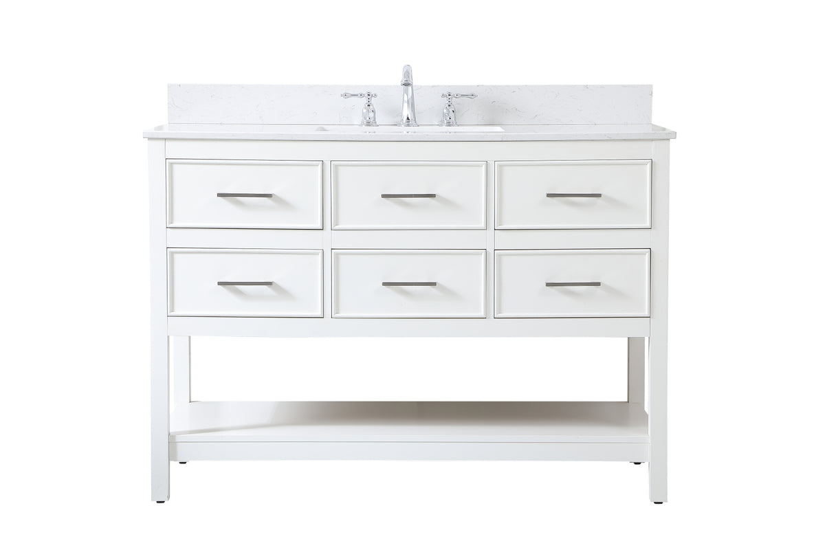 48 inch Single bathroom vanity in white with backsplash