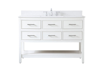 48 inch Single bathroom vanity in white with backsplash