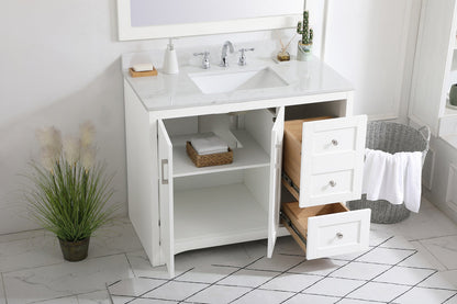 42 inch Single Bathroom Vanity in White with Backsplash