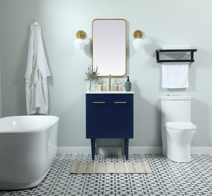 24 inch Single bathroom vanity in blue with backsplash