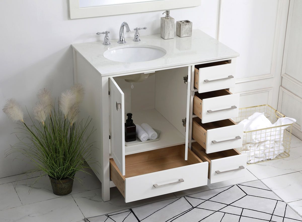 36 inch Single Bathroom Vanity in White