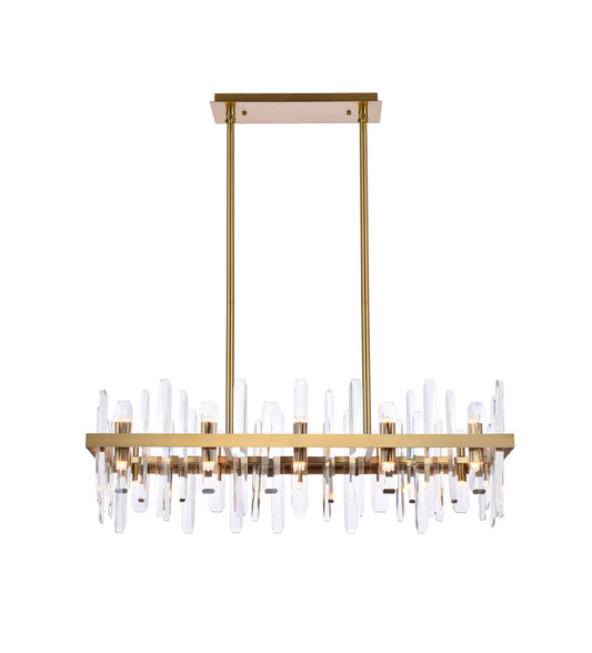 Serena 36 inch crystal rectangle chandelier in satin gold