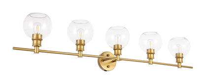 Collier 5 light Brass and Clear glass Wall sconce
