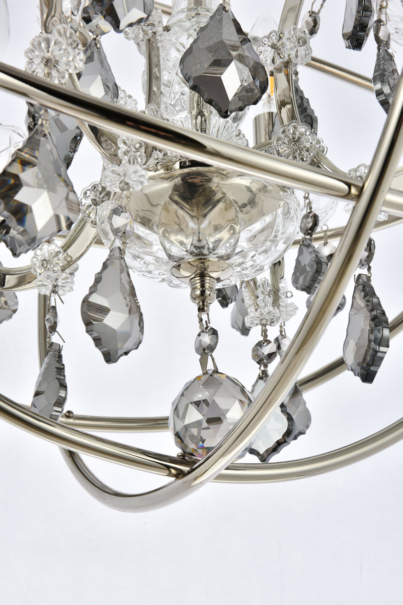 Geneva 4 light polished nickel Pendant Silver Shade (Grey) Royal Cut crystal