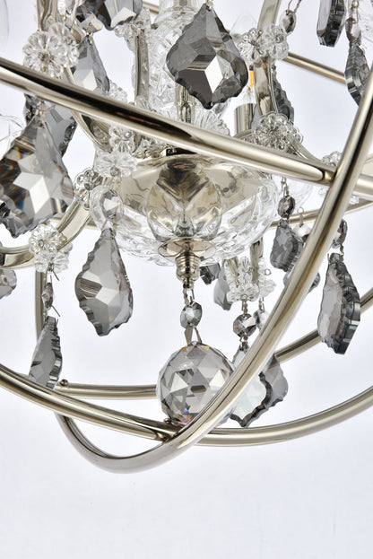 Geneva 4 light polished nickel Pendant Silver Shade (Grey) Royal Cut crystal