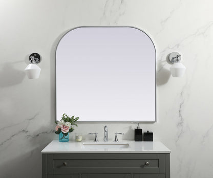 Metal Frame Arch Mirror 40x38 Inch in Silver