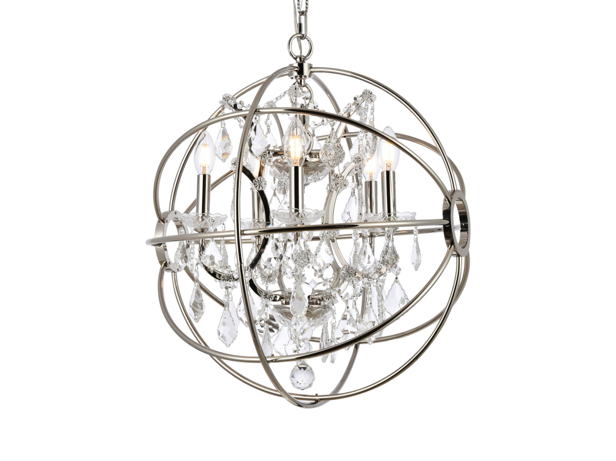 Geneva 5 light polished nickel Pendant Clear Royal Cut crystal