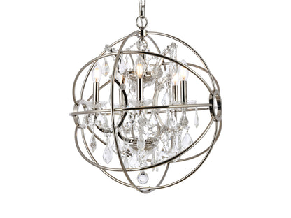Geneva 5 light polished nickel Pendant Clear Royal Cut crystal