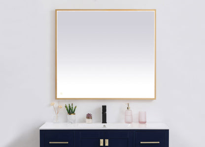 Pier 36x40 inch LED mirror with adjustable color temperature 3000K/4200K/6400K in brass