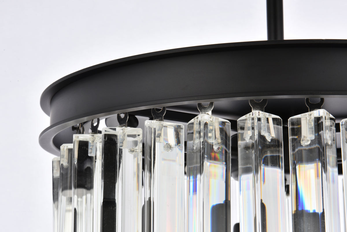 Sydney 3 light Matte Black Pendant Clear Royal Cut Crystal