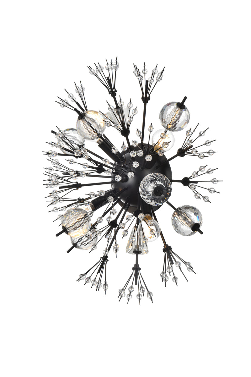 Vera 19 inch crystal starburst wall sconce in black