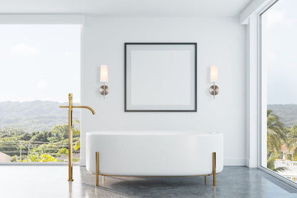 Mel 1 light Burnished Nickel and White shade wall sconce