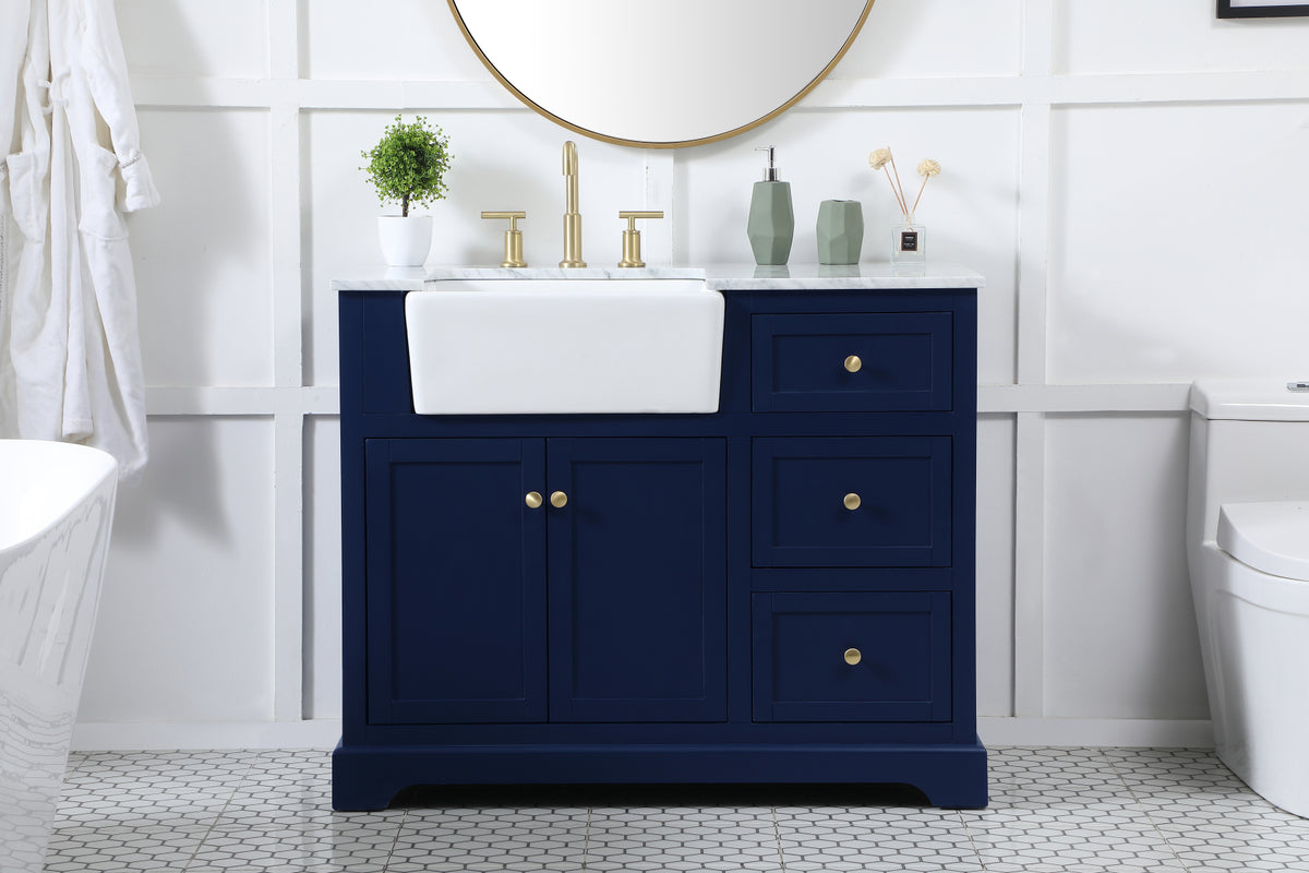 42 inch Single bathroom vanity in blue