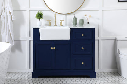 42 inch Single bathroom vanity in blue