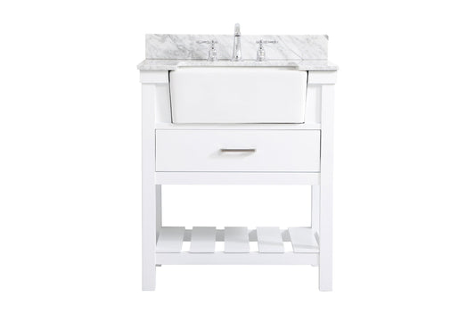 30 inch Single bathroom vanity in white with backsplash