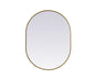 Metal Frame Oval Mirror 27x36 Inch in Brass