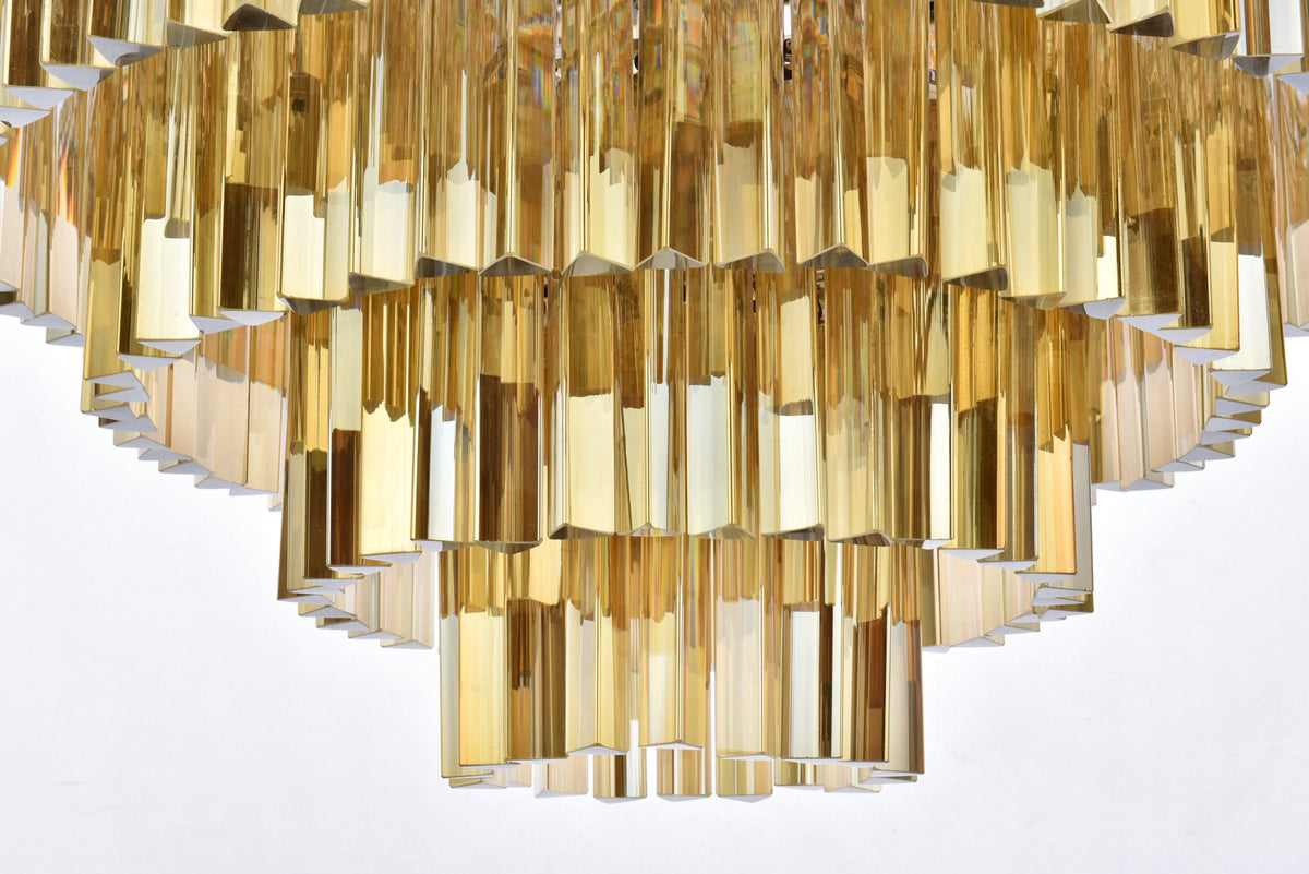 Sydney 33 light polished nickel Chandelier Golden Teak (Smoky) Royal Cut Crystal
