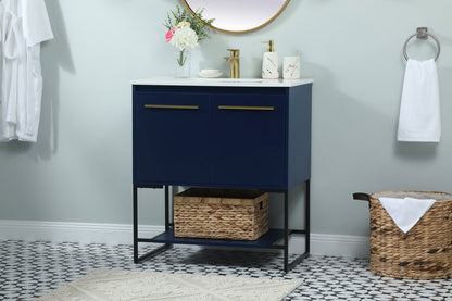30 inch Single bathroom vanity in blue