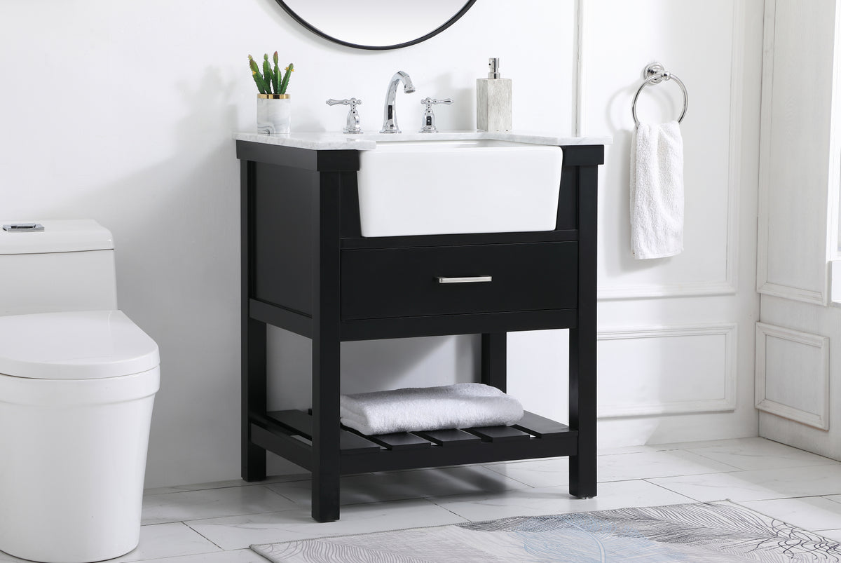 30 inch Single bathroom vanity in black