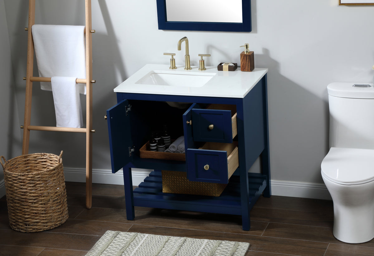32 inch Single bathroom vanity in blue