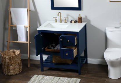 32 inch Single bathroom vanity in blue