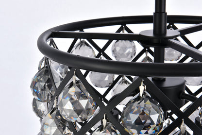 Madison 4 light Matte Black Pendant Silver Shade (Grey) Royal Cut Crystal