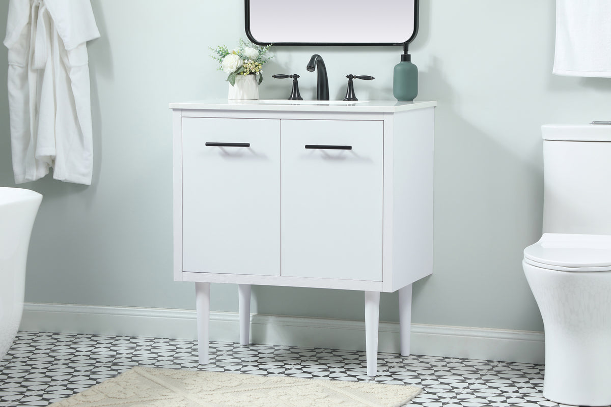 30 inch Single bathroom vanity in white