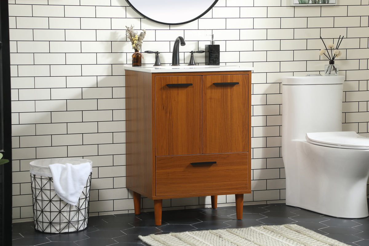 24 inch bathroom vanity in Teak