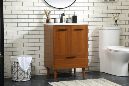 24 inch bathroom vanity in Teak