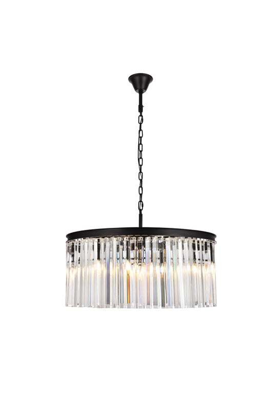 Sydney 8 light Matte Black Chandelier Clear Royal Cut Crystal