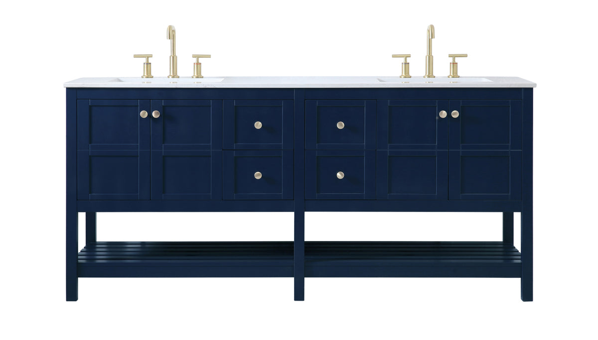 72 inch Double Bathroom Vanity in Blue