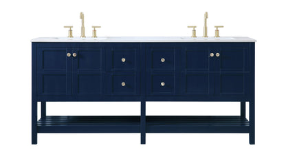 72 inch Double Bathroom Vanity in Blue
