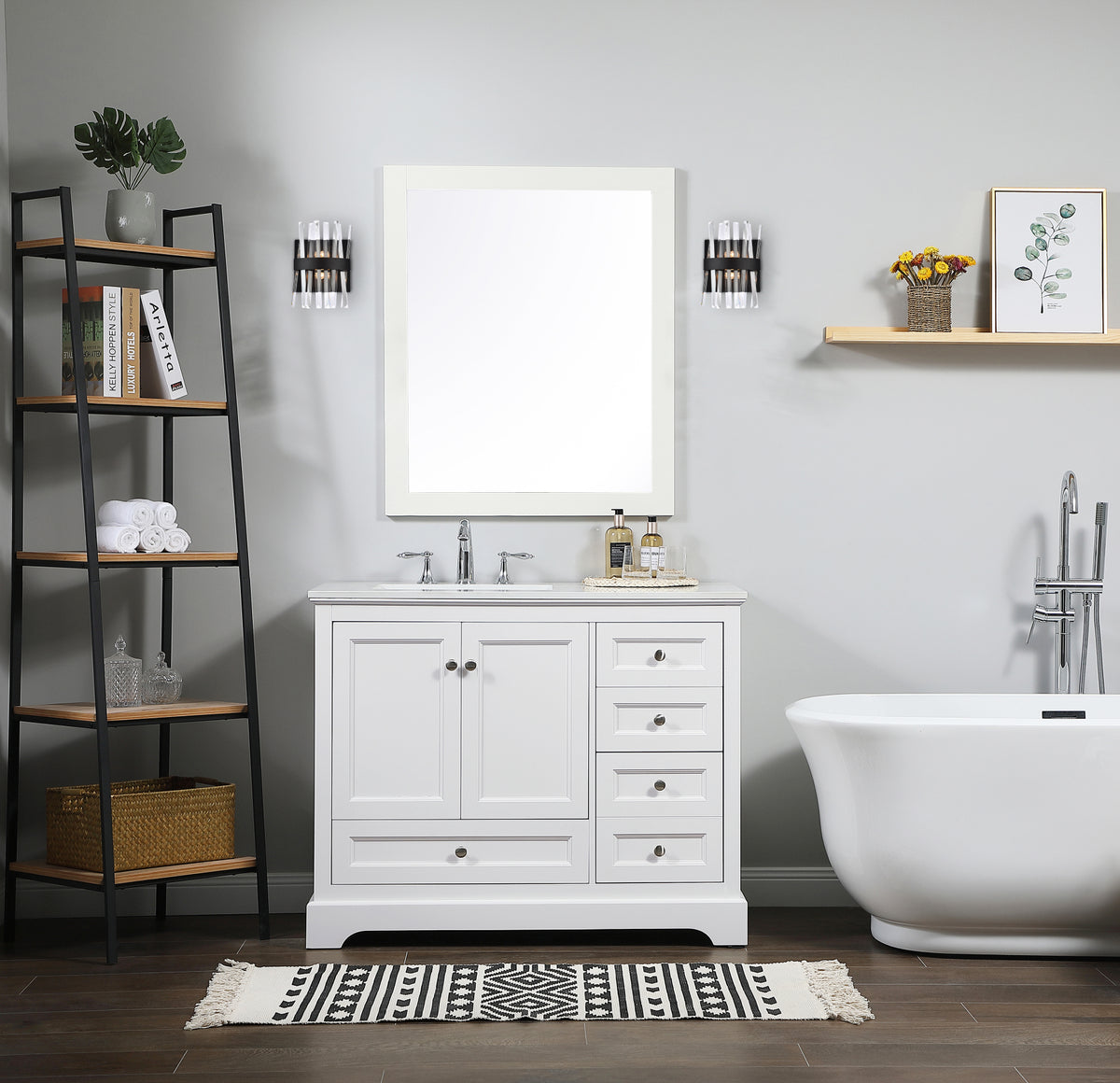 Serephina 8 inch crystal bath sconce in black