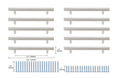 Dior 6-5/16" Center to Center Brushed Nickel Bar Pull Multipack (set of 10)