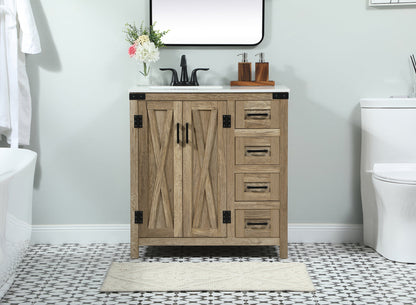 32 inch Single bathroom vanity in natural oak