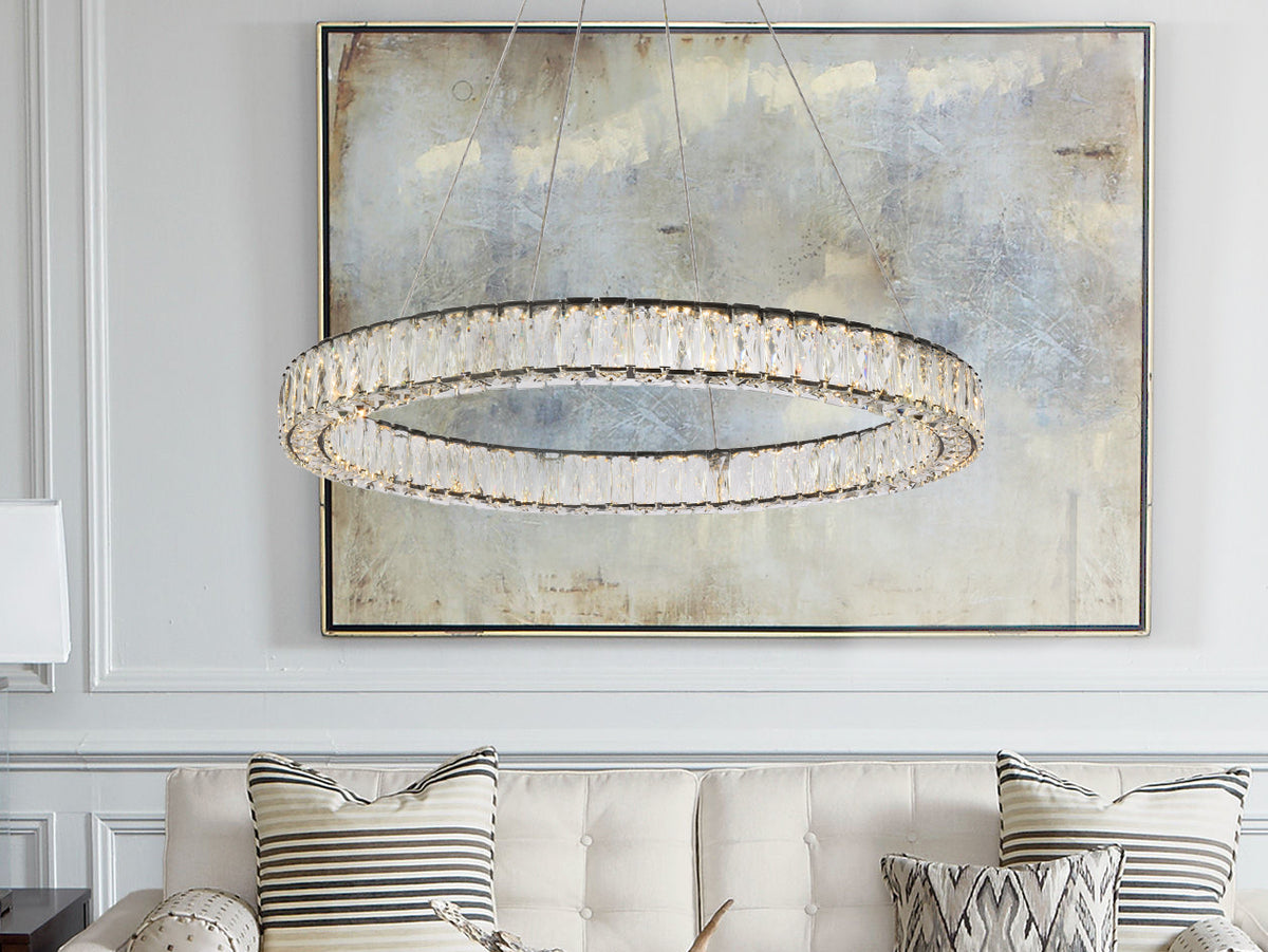 Monroe 31 inch LED round Single pendant in black