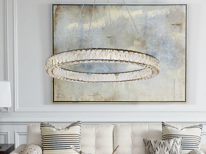 Monroe 31 inch LED round Single pendant in black