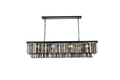 Sydney 12 light Matte Black Chandelier Silver Shade (Grey) Royal Cut Crystal