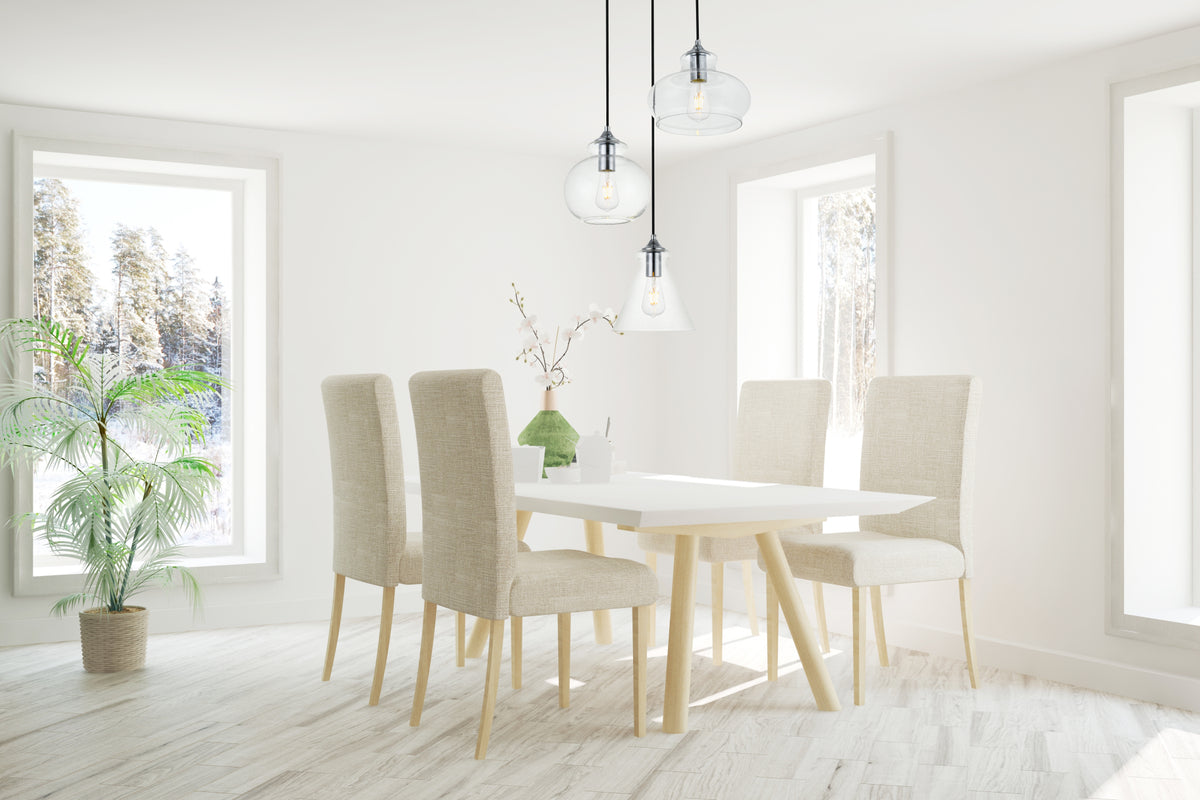 Destry 3 Lights Chrome Pendant With Clear Glass