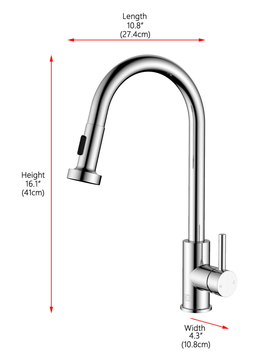 Sem Single Handle Pull Down Sprayer Kitchen Faucet in Chrome