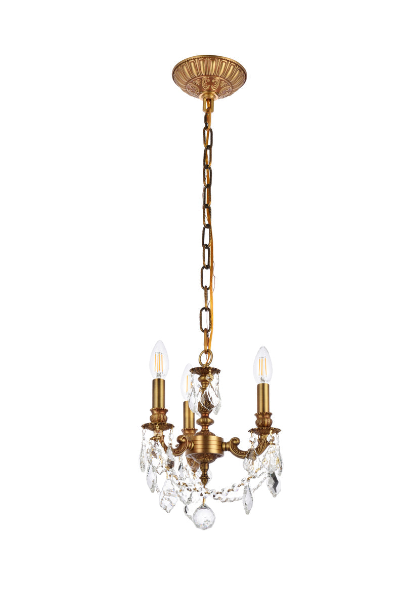 Lillie 3 light French Gold Pendant Clear Royal Cut Crystal